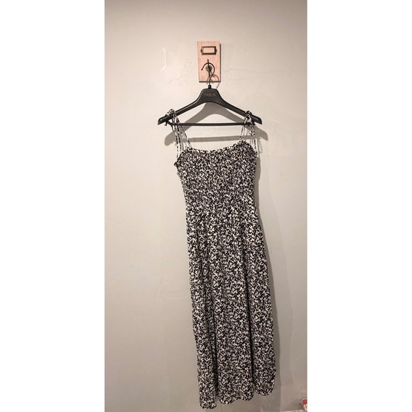 Madewell Dresses & Skirts - Madwell Smocked Midi Dress Black White Floral Tie Shoulder NU562 Womens 4